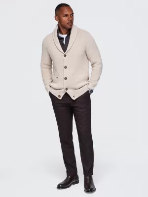 Cardigan pentru bărbați OMBRE OM-SWCD-0200 BEJ