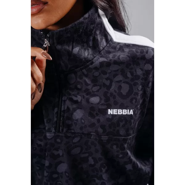  Hanorac cu jumătate de fermoar cu imprimeu leopard NEBBIA PRIMAL 866 LEOPARD NEGRU 
