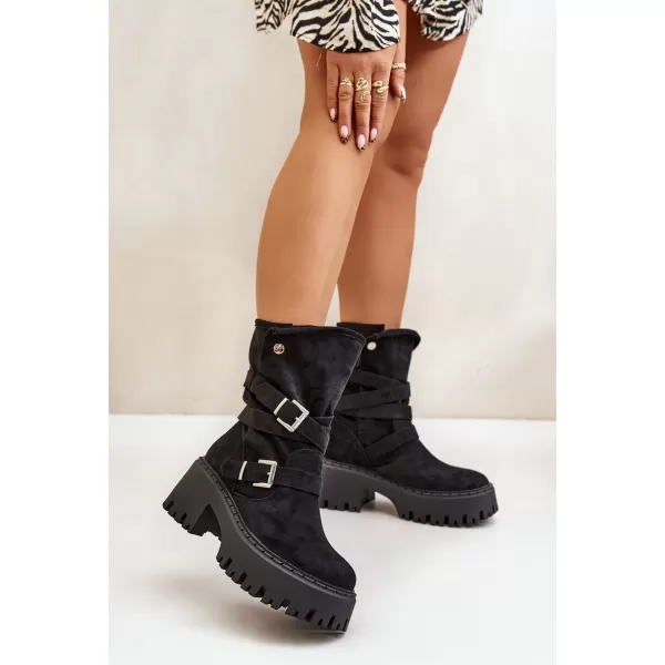  Botine de dama BOTO QH7825/DA185 NEGRU 