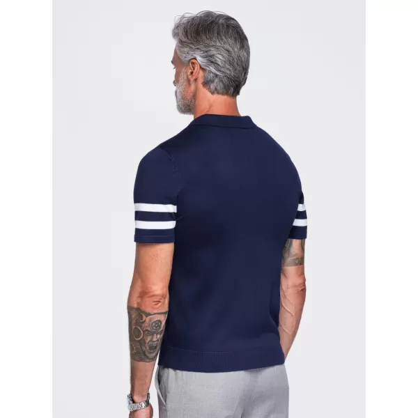  Tricou polo pentru bărbați OMBRE OM-POSS-0177 ALBASTRU MARIN 