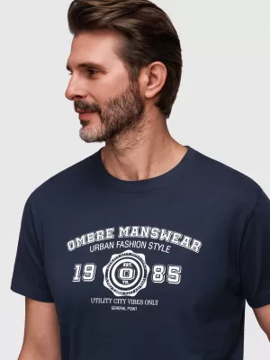Tricou pentru bărbați OMBRE OM-TSPT-0269 ALBASTRU MARIN