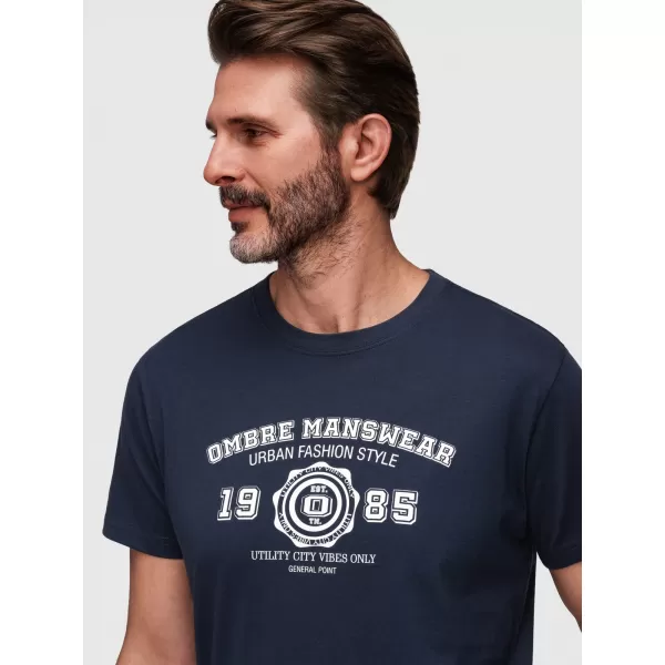  Tricou pentru bărbați OMBRE OM-TSPT-0269 ALBASTRU MARIN 
