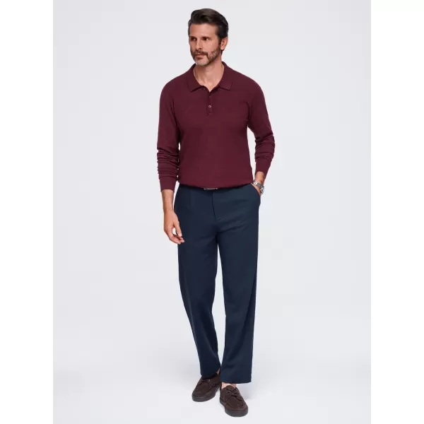  Tricou pentru bărbați cu guler OMBRE OM-POLS-0151 BURGUNDIA 