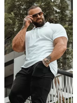 Tricouri pentru bărbați NEBBIA MIKE MUSCLE FIT POLO 157 ALB
