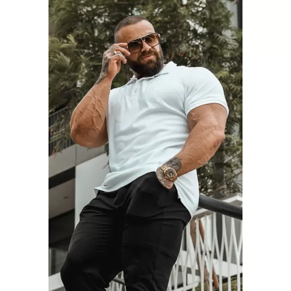  Tricouri pentru bărbați NEBBIA MIKE MUSCLE FIT POLO 157 ALB 
