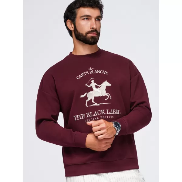  Hanorac pentru bărbați OMBRE OM-SSNZ-0267 BURGUNDIA 