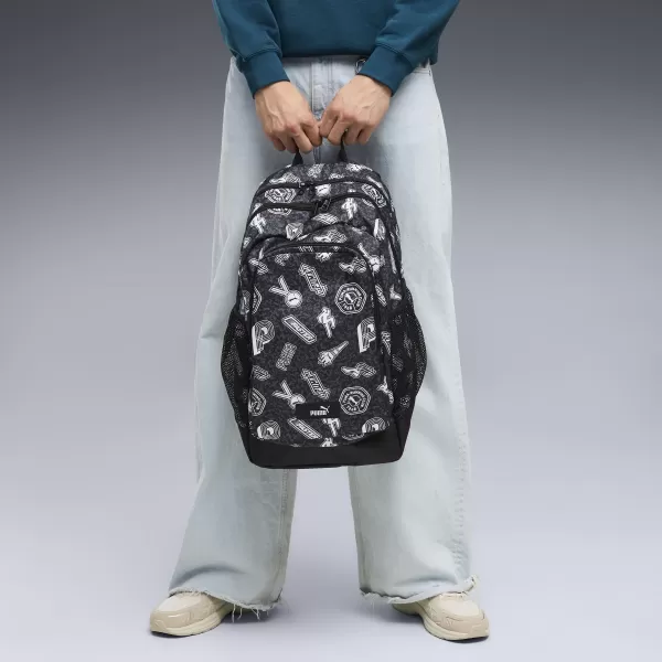  Rucsac PUMA ACADEMY AOP BACKPACK 09115025 PUMA BLACK/RUNNING ICONS AOP 