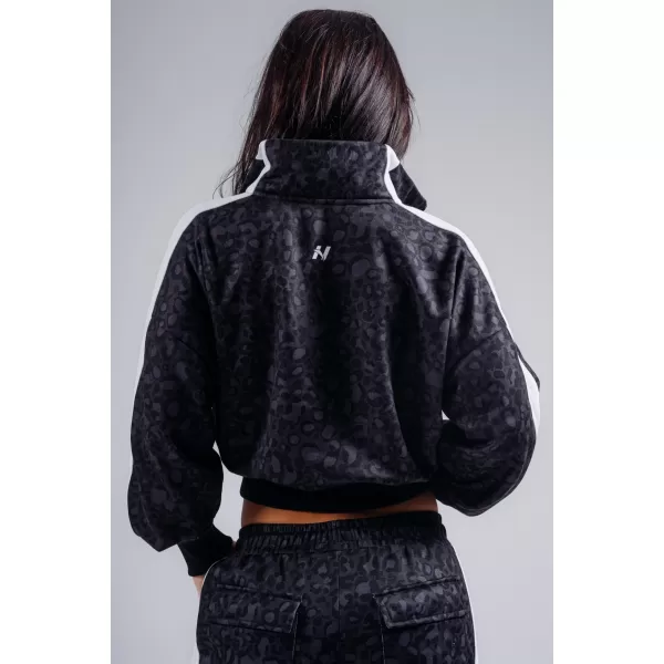  Hanorac cu jumătate de fermoar cu imprimeu leopard NEBBIA PRIMAL 866 LEOPARD NEGRU 