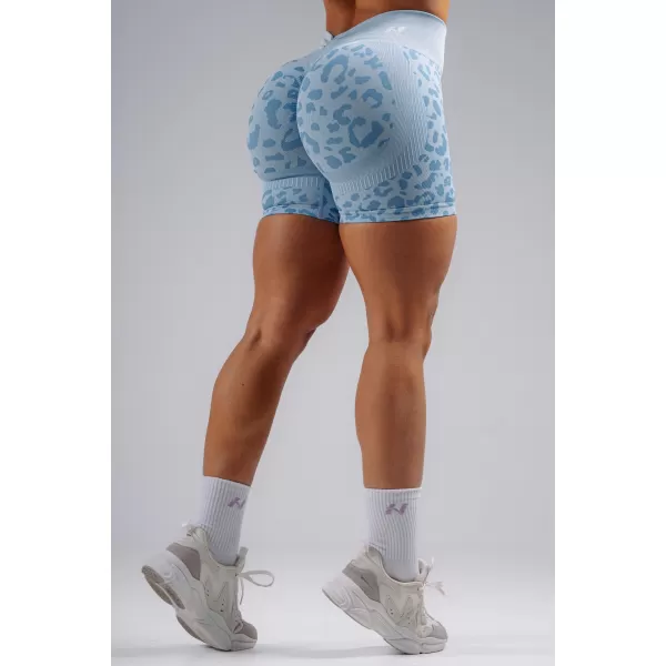  Pantaloni scurți de compresie push-up cu imprimeu leopard NEBBIA PRIMAL 856 LEOPARD ALBASTRU 