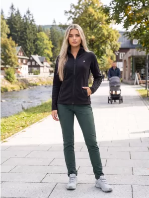 Hanorac de damă din fleece ALTISPORT ALW002852 NEGRU SI ARGINTIU