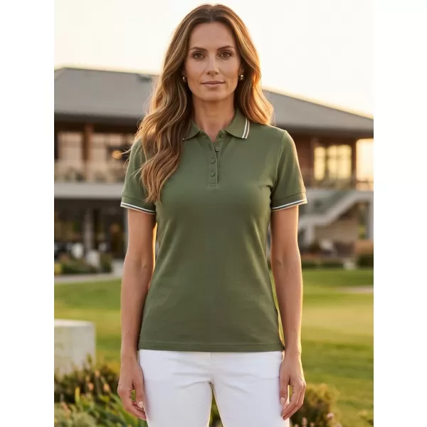  Tricou de damă cu guler MALFINI FOCUS 233 KAKI 