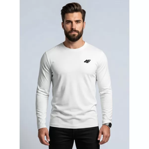  Tricou pentru bărbați cu mâneci lungi 4F WMM00TLONM611 ALB 