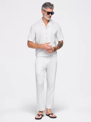 Pantaloni pentru bărbați OMBRE OM-PACP-0311 APROAPE ALB