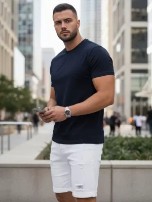 Tricou pentru bărbați DSTREET RX5673 ALBASTRU ÎNCHIS