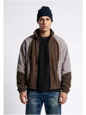 Jachetă de trening pentru bărbați URBAN CLASSICS TB8602-23085 MARO/LILIAC PAL