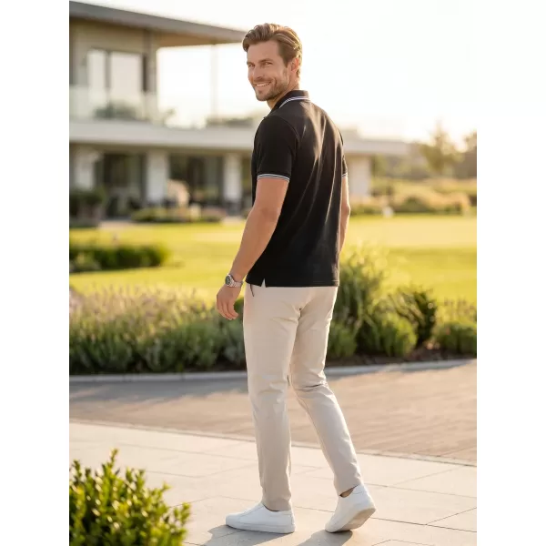  Tricou pentru bărbați cu guler MALFINI FOCUS 232 NEGRU 
