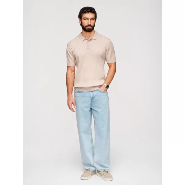  Tricou pentru bărbați cu guler OMBRE OM-POSS-0169 BEJ 