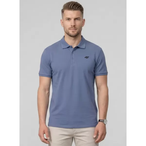  Tricou pentru bărbați cu guler 4F WMM00TPTSM0770 DENIM 