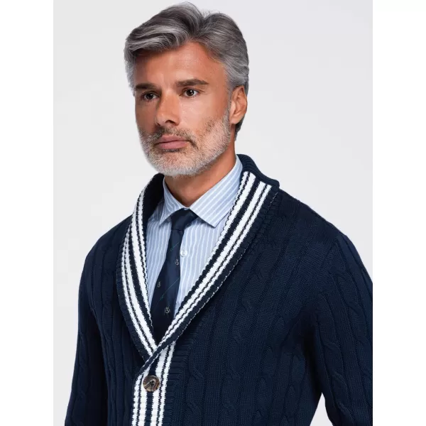  Cardigan pentru bărbați OMBRE OM-SWCD-0196 ALBASTRU MARIN 