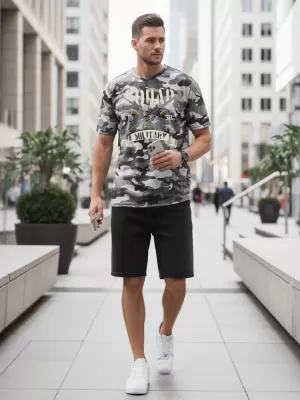 Tricou pentru bărbați DSTREET NX2005R-SL-M GRI DESCHIS