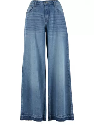 Pantaloni de dama URBAN CLASSICS TB7712 ALBASTRU MEDIU PROFUND SPĂLAT