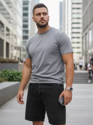 Tricou pentru bărbați DSTREET RX5675 GRI DESCHIS