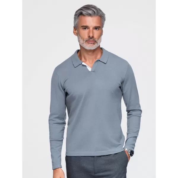  Tricou pentru bărbați cu guler OMBRE OM-POLS-0138 GRI 