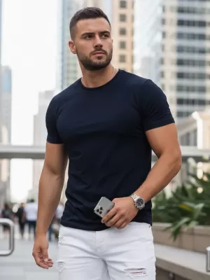 Tricou pentru bărbați DSTREET RX5673 ALBASTRU ÎNCHIS