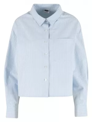 Cămașă de damă URBAN CLASSICS TB8171 ORIZONT DESCHIS ALBASTRU/ALB