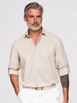 Cămașă pentru bărbați OMBRE OM-SHCS-0190 BEJ