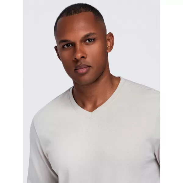  Tricou pentru bărbați OMBRE OM-LSBL-0143 BEJ DESCHIS 