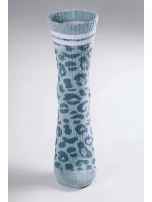 Șosete crew cu imprimeu leopard NEBBIA PRIMAL 106 LEOPARD ALBASTRU