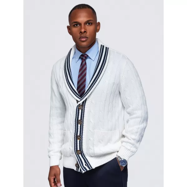  Cardigan pentru bărbați OMBRE OM-SWCD-0196 ALB 