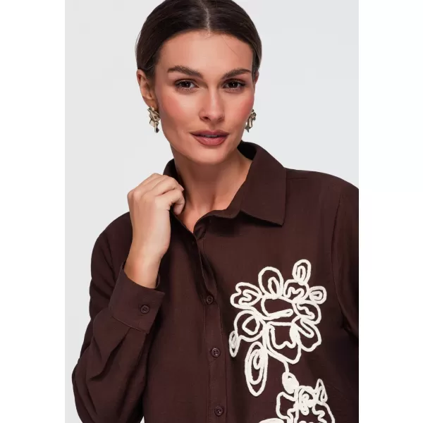  Cămașă de damă OMBRE OW-SH-E0073 MARO 