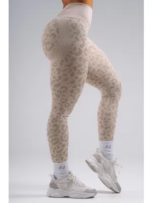 Jambiere compresive push-up cu imprimeu leopard NEBBIA PRIMAL 849 LEOPARD CREM