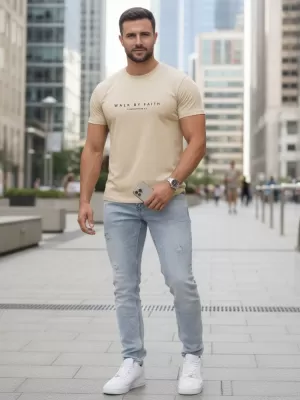 Tricou pentru bărbați DSTREET NX5123R-BT BEJ