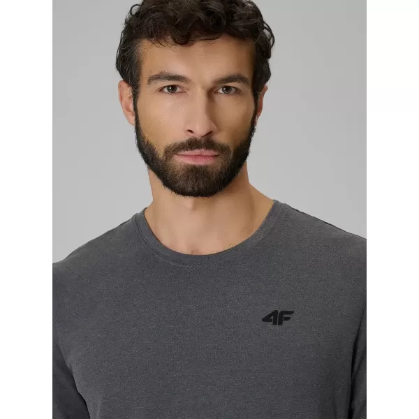  Tricou pentru bărbați cu mâneci lungi 4F WMM00TLONM611 MELANGE GRI ÎNCHIS 