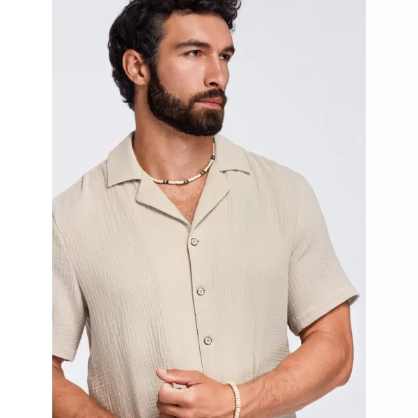  Cămașă pentru bărbați OMBRE OM-SHSS-0223 BEJ 