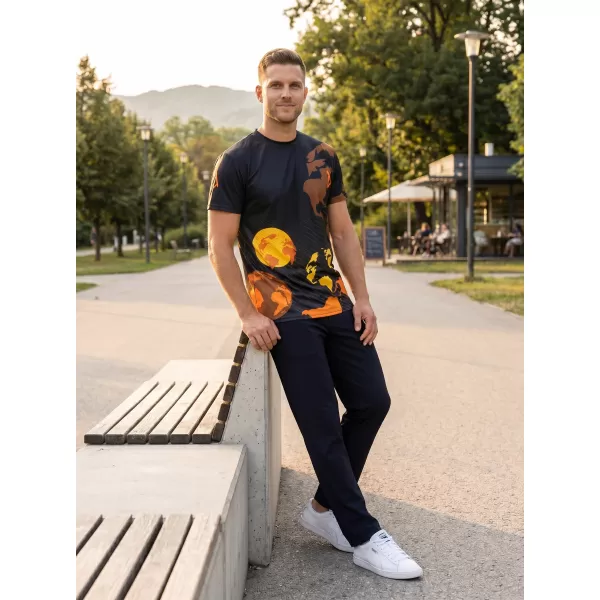  Cămașă de agrement pentru bărbați premium ALTISPORT VOJ/ALM130TR06 NEGRU-PORTOCALIU 