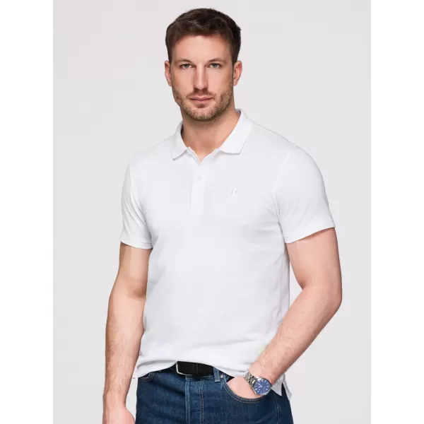  Tricou pentru bărbați cu guler OMBRE OM-POBS-0171 ALB/MARO/ALBASTRU ÎNCHIS 