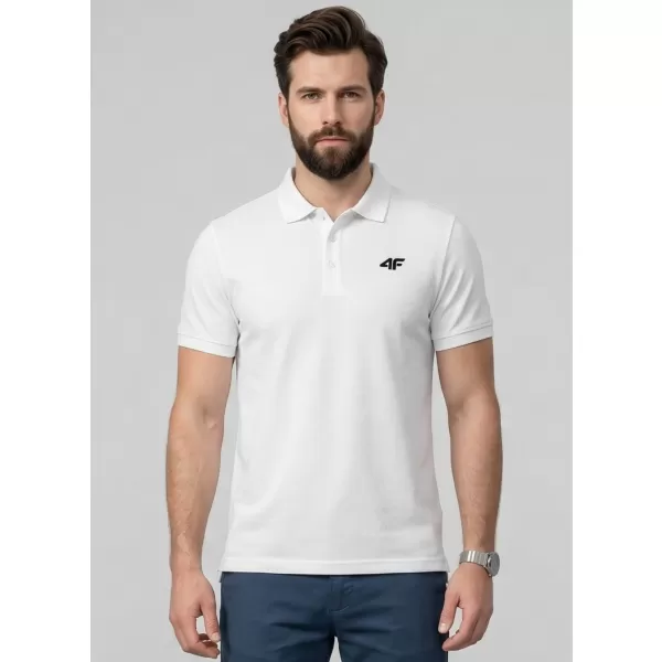  Tricou pentru bărbați cu guler 4F WMM00TPTSM0771 ALB 