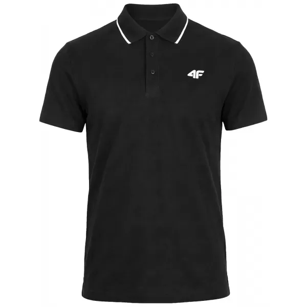  Tricou pentru bărbați cu guler 4F WMM00TPTSM0773 NEGRU ADÂNC 