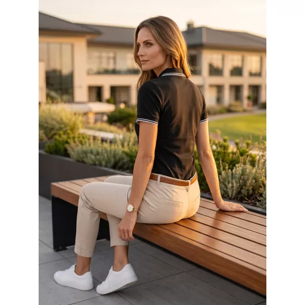  Tricou de damă cu guler MALFINI FOCUS 233 NEGRU 
