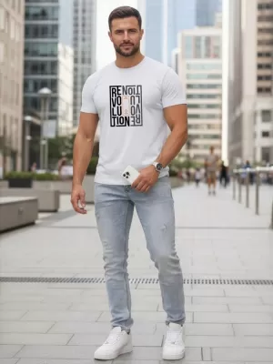 Tricou pentru bărbați DSTREET NX0143R-WH ALB