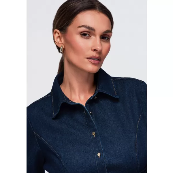  Cămașă de damă OMBRE OW-SH-E0070 ALBASTRU MARIN 