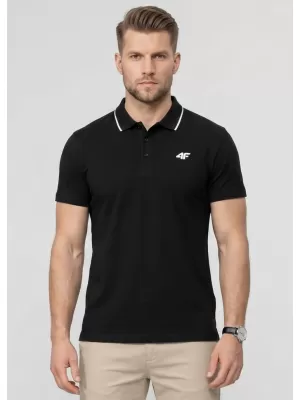 Tricou pentru bărbați cu guler 4F WMM00TPTSM0773 NEGRU ADÂNC