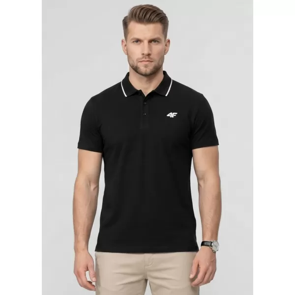  Tricou pentru bărbați cu guler 4F WMM00TPTSM0773 NEGRU ADÂNC 