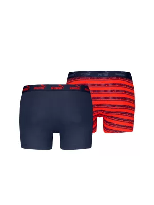 Boxeri pentru bărbați PUMA ELEMENTS MEN STRIPED BOXERS 2P 93884205 ROȘU/BLEUMARIN