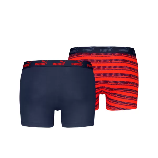  Boxeri pentru bărbați PUMA ELEMENTS MEN STRIPED BOXERS 2P 93884205 ROȘU/BLEUMARIN 