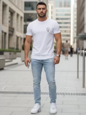 Tricou pentru bărbați DSTREET NX0137R-WH ALB